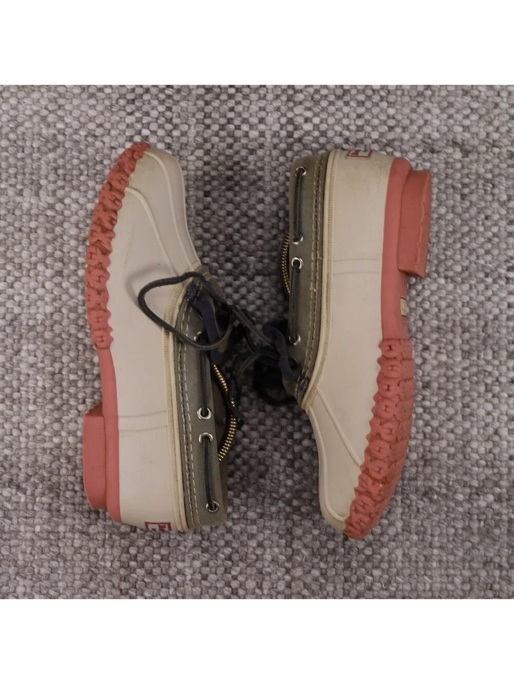 LL Bean Signature Rubber Moc Womens 8 M Olive Canvas Duck Boots Rain Shoes US 8